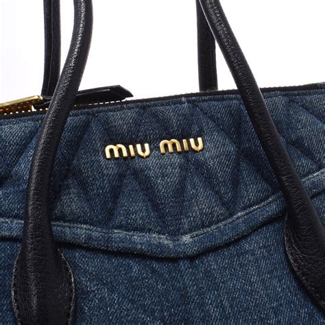 miu miu Shoulder bag Denim Leather RN1032 AVIO Blue Authentic